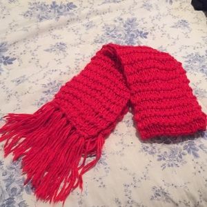 Red knitted scarf